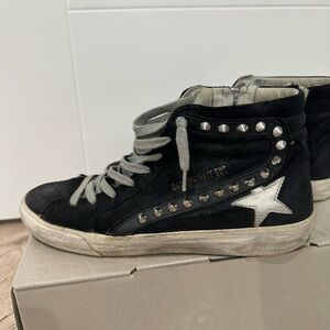 Golden Goose slide black suede with studs size US 9